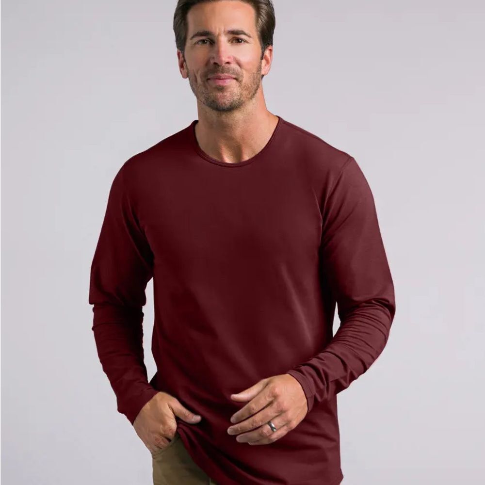 BYLT basics drop cut long sleeve mens XL EUC maroon